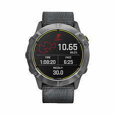 смарт Часы Garmin Enduro стальной корпус и серый нейлоновый ремешок UltraFit