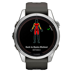 Garmin Fenix 7S Pro Solar серебристый с черным ремешком - смарт часы