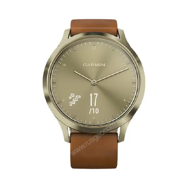 Garmin Vivomove HR золотые со светло-коричневым кожаным ремешком