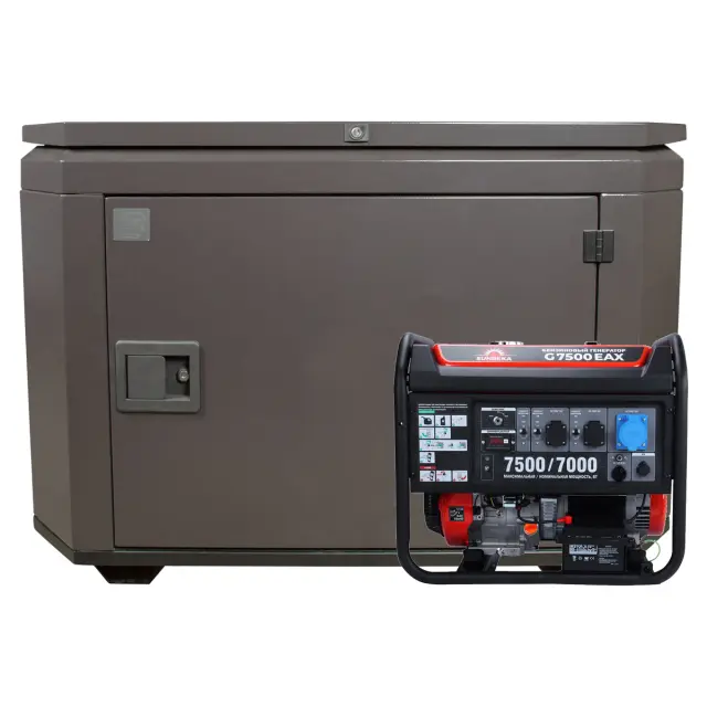 SUNREKA G7500EAX в тихом зимнем кожухе 1200 RAL 8019 - бензиновый генератор