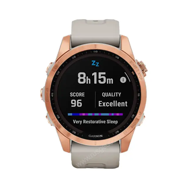 Часы для спорта Garmin Fenix 7S Solar цвета розовое золото с песочным силиконовым ремешком