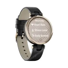 часы смарт Garmin Lily кремово-золотистый безель, черный корпус и итальянский кожаный ремешок