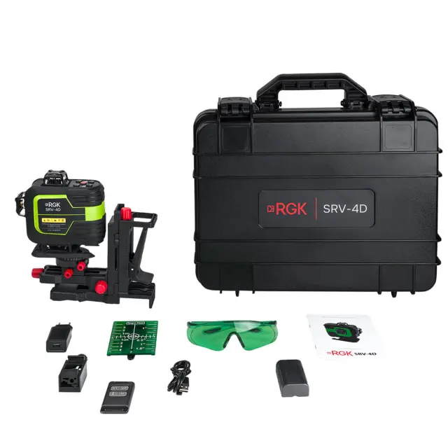 RGK SRV-4D - построитель плоскостей (360° / зеленый луч / 70м с приемником / АКБ)