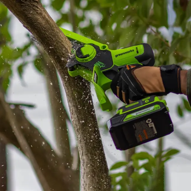 Greenworks G24CS15 24V (15см), с АКБ 4 Ач с USB + ЗУ - аккумуляторная цепная пила