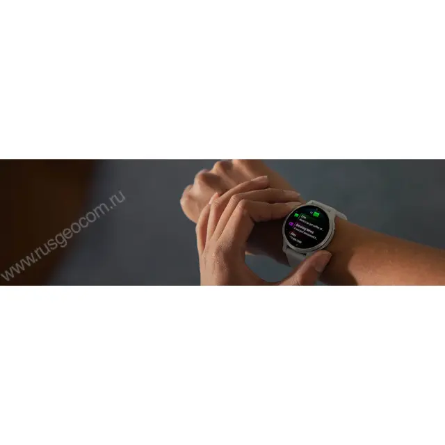 Часы для спорта Garmin Venu 2S белые цвета розовое золото с кожаным ремешком