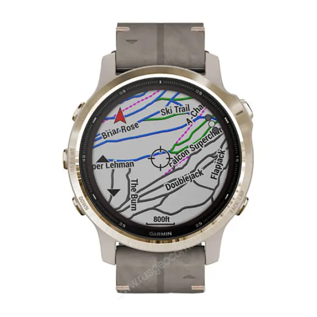 беговые Часы Garmin Fenix 6S Pro Solar золотистый с серым замшевым ремешком