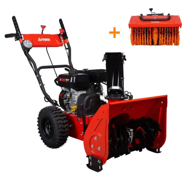 A-iPower AS567F + подметальная щетка P61 - снегоуборщик бензиновый самоходный
