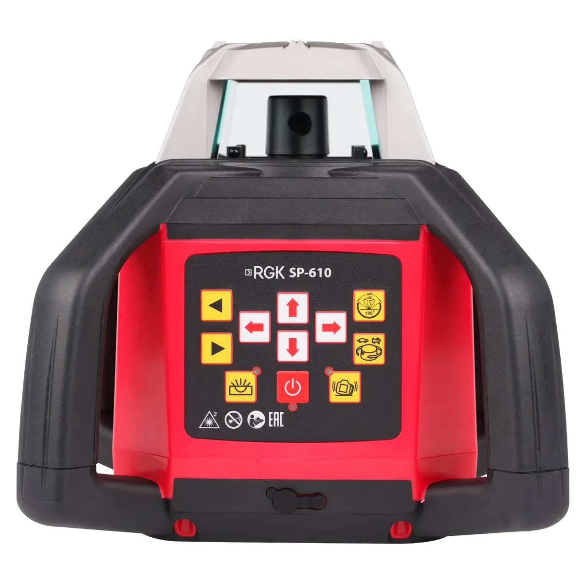 RGK SP-610 с калибровкой - ротационный нивелир (ротационный/красный луч/800м с приемником/±0,05 мм/АКБ)