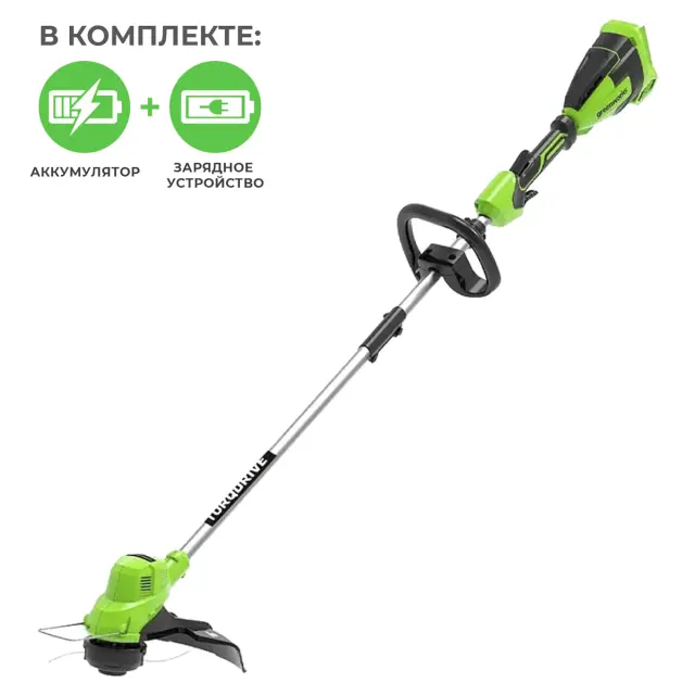 Greenworks GD40LT, 40V с АКБ 8 Ач + ЗУ 2А - аккумуляторный триммер