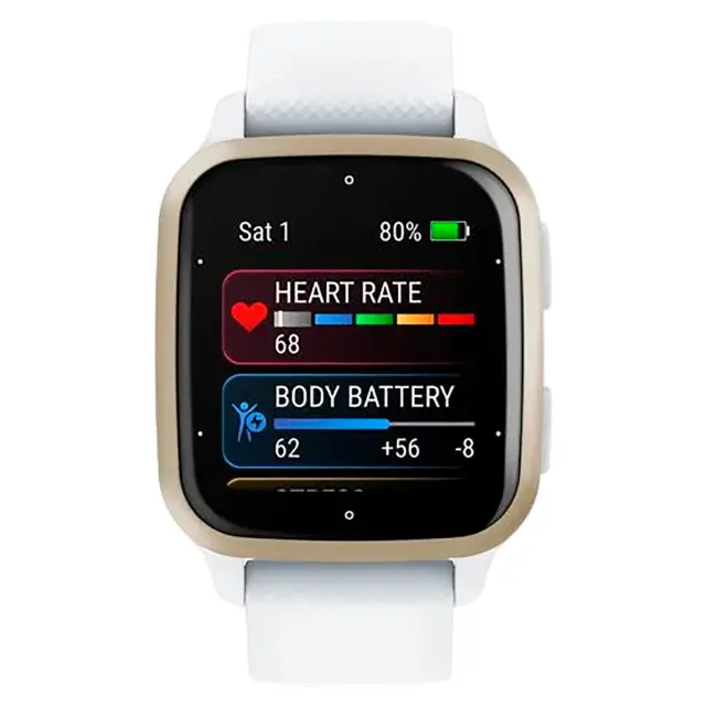 смарт Часы Garmin Venu Sq 2 белые с кремово-золотым алюминиевым безелем