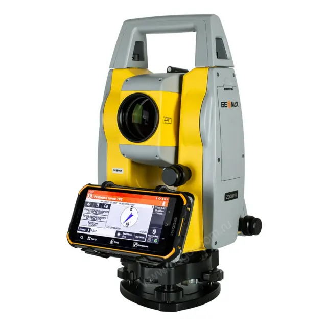 геодезический Тахеометр GeoMax Zoom10, 5" с X-PAD GO в комплекте смартфон и крепление