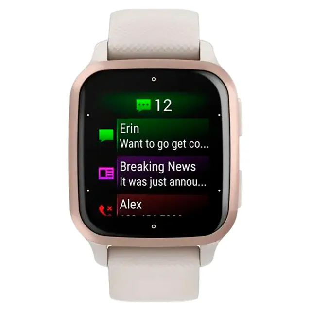 Часы для спорта Garmin Venu Sq 2 Music Edition цвет слоновой кости с персиково-золотым алюминиевым безелем
