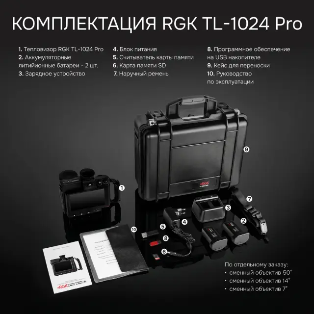 RGK TL-1024 Pro в комплекте с телеобъективом 14° - тепловизор