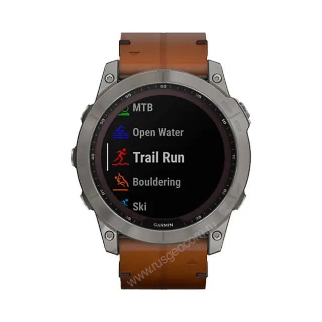 gnss Часы Garmin Fenix 7X Sapphire Solar титановый черный с коричневым кожаным ремешком