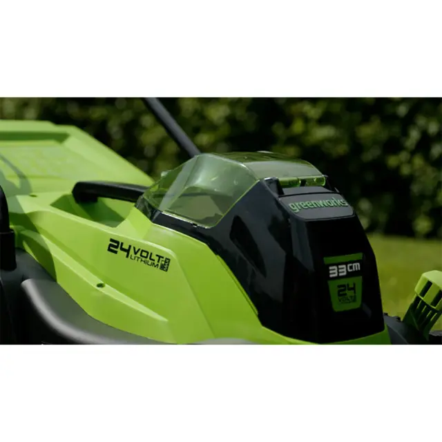 Greenworks GD24LM33K2 бесщеточная, 24V с АКБ 2 Ач + ЗУ 2А - аккумуляторная газонокосилка