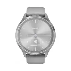 Часы для спорта Garmin Vivomove 3 серебристые с серым силиконовым ремешком
