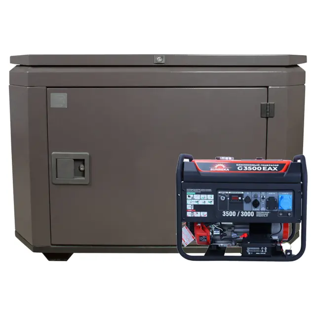 SUNREKA G3500EAX в супертихом зимнем кожухе 1400SS RAL 8019 - бензиновый генератор