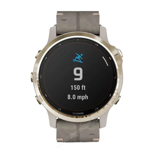 спортивные Часы Garmin Fenix 6S Pro Solar золотистый с серым замшевым ремешком