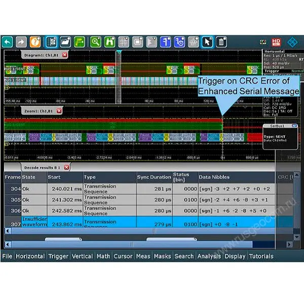 Опция синхронизации и декодирования шин SENT для R&S®RTH1000 RTH-K10