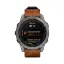 Часы с gps Garmin Fenix 7 Sapphire Solar титановый серый с коричневым кожаным ремешком