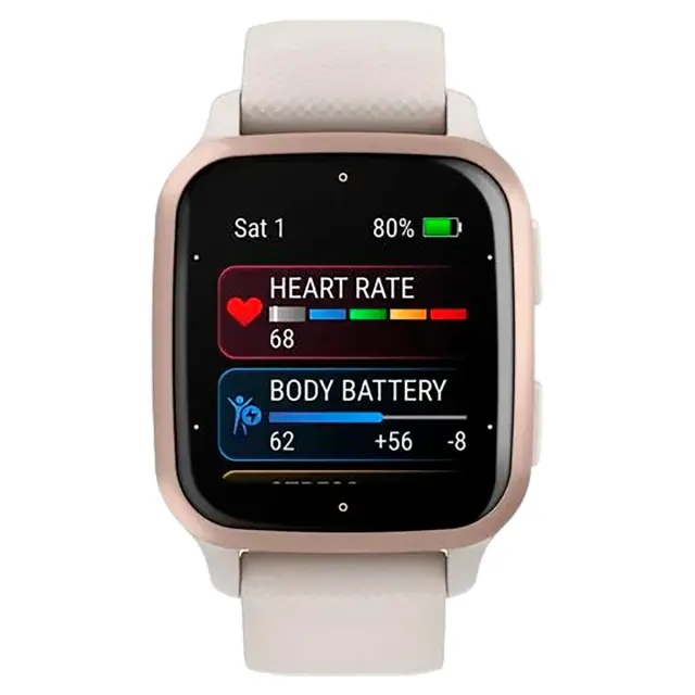 умные Часы Garmin Venu Sq 2 Music Edition цвет слоновой кости с персиково-золотым алюминиевым безелем