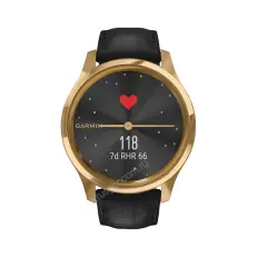 gps Смарт-часы Garmin Vivomove Luxe золотистые черные с кожаным ремешком