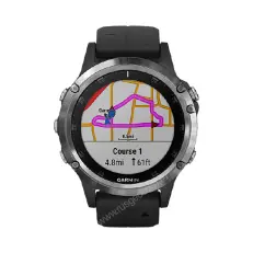 Часы с gps Garmin Fenix 5 Plus серебристые с черным ремешком