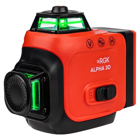 RGK ALPHA 3D - лазерный уровень 3D (360° / зелёный луч / 40м / АКБ)