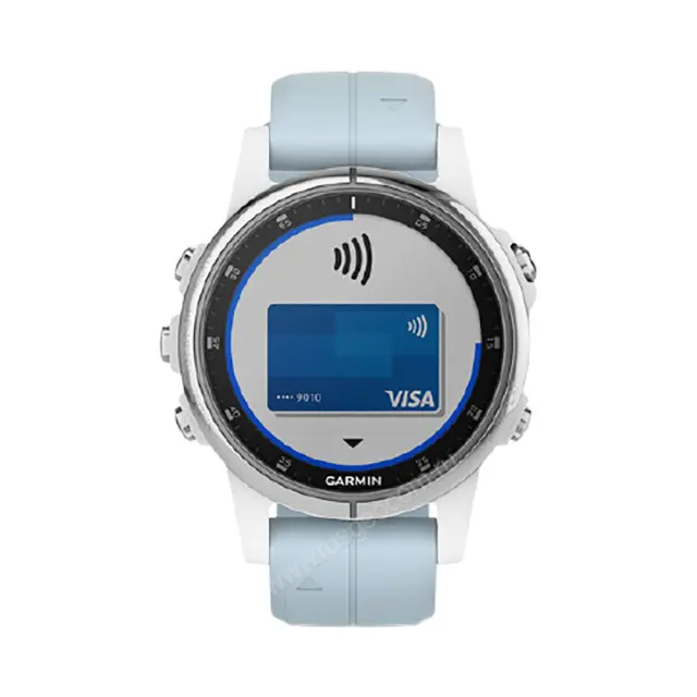 часы для бега Garmin Fenix 5S Plus белые с голубым ремешком