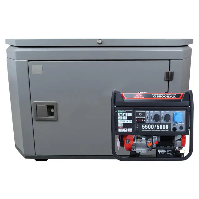 SUNREKA G5500EAX в супертихом зимнем кожухе 1400SS RAL 7024 - бензиновый генератор