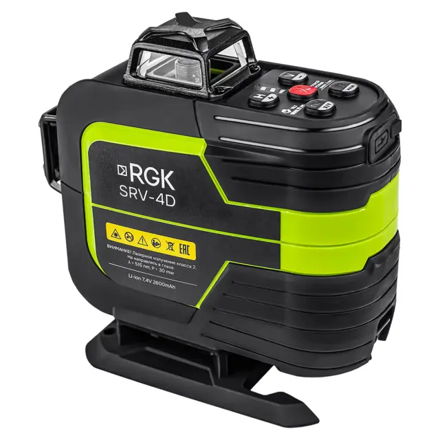RGK SRV-4D - построитель плоскостей (360° / зеленый луч / 70м с приемником / АКБ)