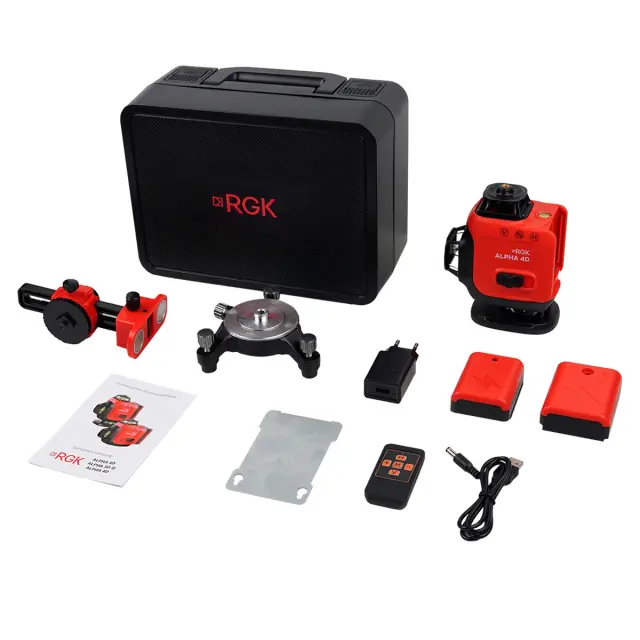 RGK ALPHA 4D с калибровкой - лазерный уровень 4D (360° / зелёный луч / 40м / АКБ)