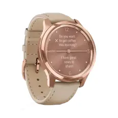 Часы с gps Garmin Vivomove Luxe розовое золото со светло-песочным кожаным ремешком