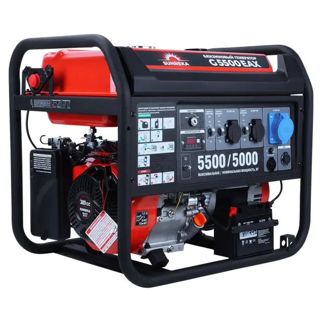 SUNREKA G5500EAX в тихом зимнем кожухе 1200 RAL 7035 - бензиновый генератор