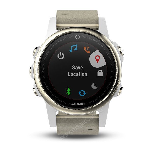 Часы с GPS Garmin Fenix 5S Sapphire золотистые с замшевым ремешком