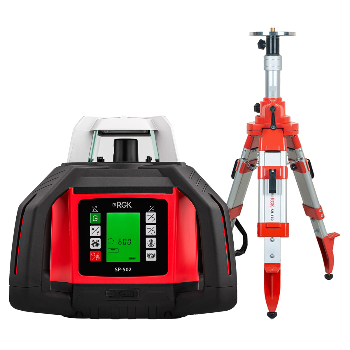 RGK SP-502 + элевационный штатив RGK SH-170 - ротационный нивелир с красным лучом