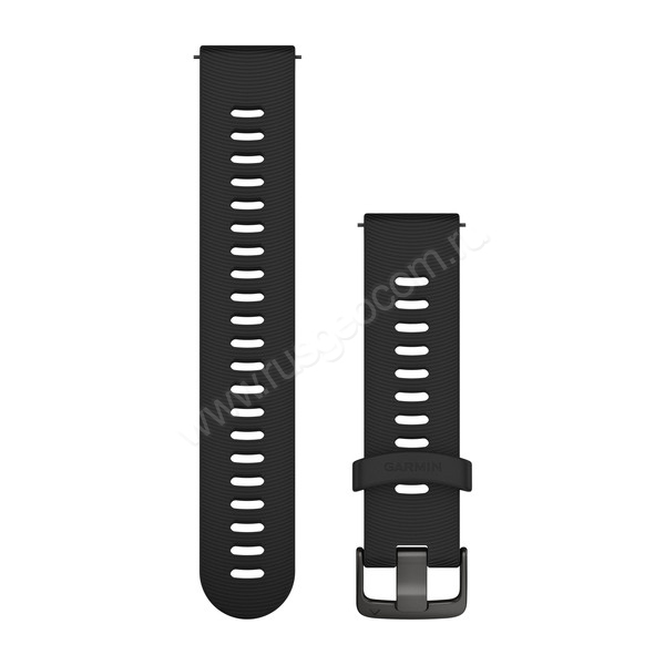 Ремешок сменный Garmin черного цвета, с черной пряжкой (силикон)