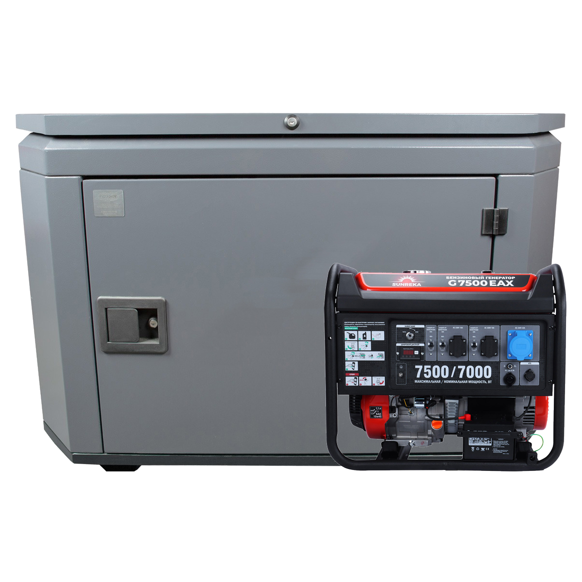 SUNREKA G7500EAX в тихом зимнем кожухе 1200 RAL 7024 - бензиновый генератор