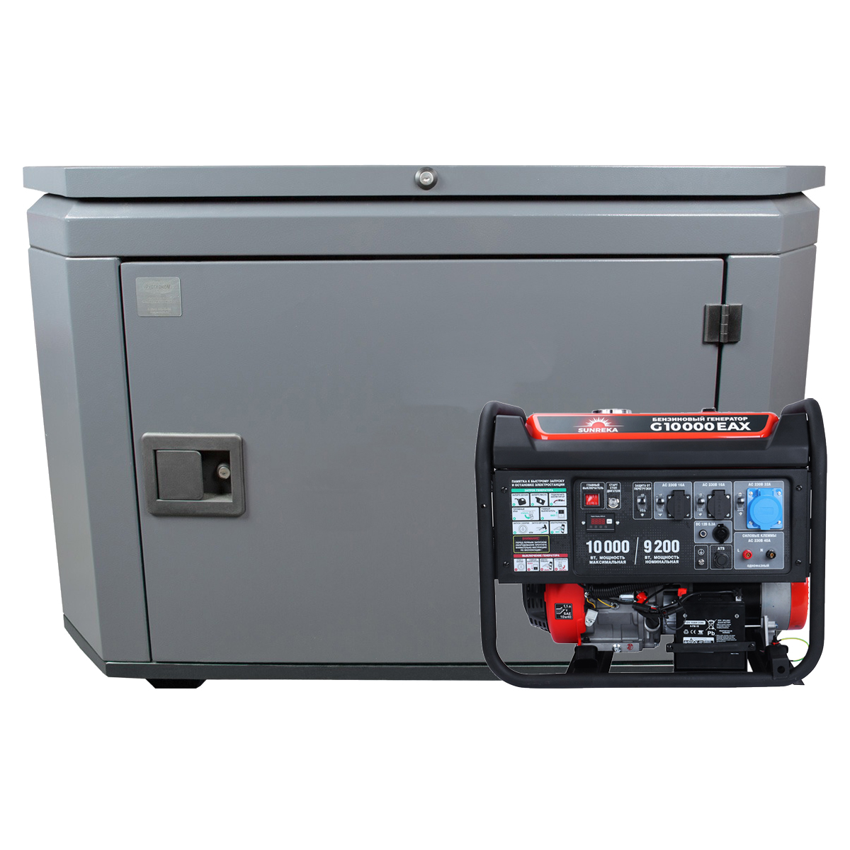 SUNREKA G10000EAX в супертихом зимнем кожухе 1400SS RAL 7024 - бензиновый генератор