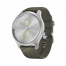 Часы Garmin Vivomove Style серебристый с травяным силиконовым ремешком