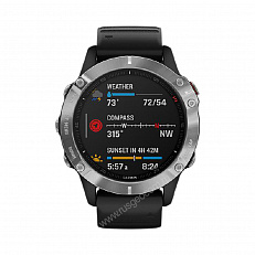 беговые Часы Garmin Fenix 6 серебристые с черным ремешком