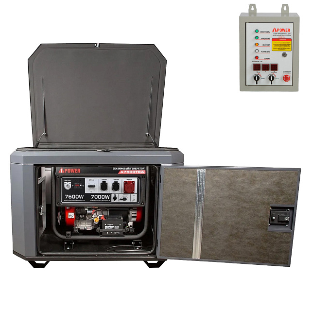 A-iPower A7500TEA в тихом зимнем кожухе 1200 RAL 7024 + блок автозапуска A-iPower 400 В, 25 А