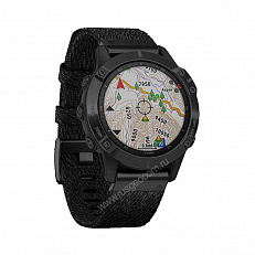 умные Часы Garmin Fenix 6 Sapphire черный DLC с плетеным черным нейлоновым ремешком