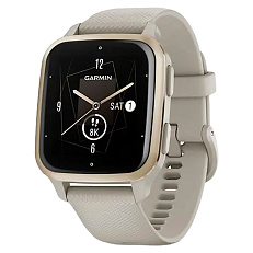 Часы Garmin Venu Sq 2 Music Edition серый с безелем цвета кремового золота и силиконовым ремешком