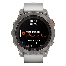 Fenix 7 PRO Sapphire Solar титановый серый с серо-оранжевым ремешком