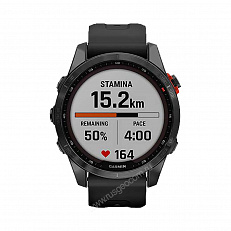 smart Часы Garmin Fenix 7S Solar серый с черным силиконовым ремешком