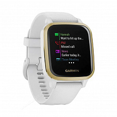 умные Часы Garmin Venu Sq белый с золотистым алюминиевым безелем и с силиконовым ремешком