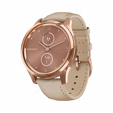 Часы Garmin Vivomove Luxe розовое золото со светло-песочным кожаным ремешком
