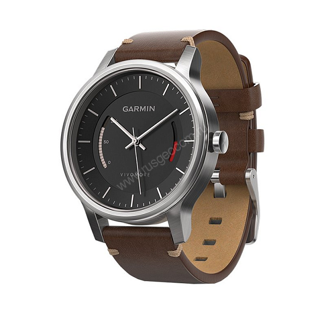Garmin Vivomove Premium, стальной корпус, кожаный ремешок