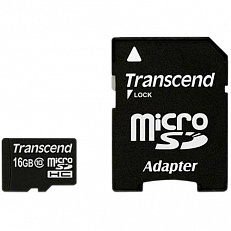 Карта памяти 16 Гб micro SD Transcend HC с адаптером